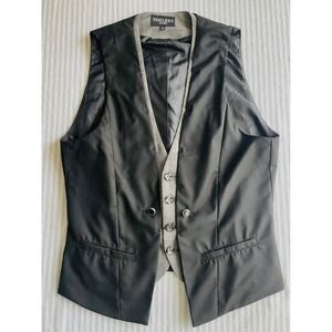 THELEES HOMME Men's Waistcoat Vest Black Glen Plaid Layered Formal Size Large